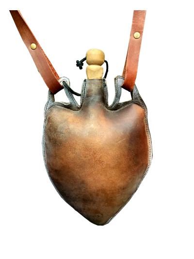 Trollfelsen Mittelalter Gewandung Wasserschlauch Trinkflasche Leder Costrel Braun